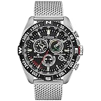 Citizen Eco-Drive Promaster Navihawk A-T Quartz Men's Watch, Stainless Steel, Pilot watch, Silver-Tone (Model: CB5840-59E)