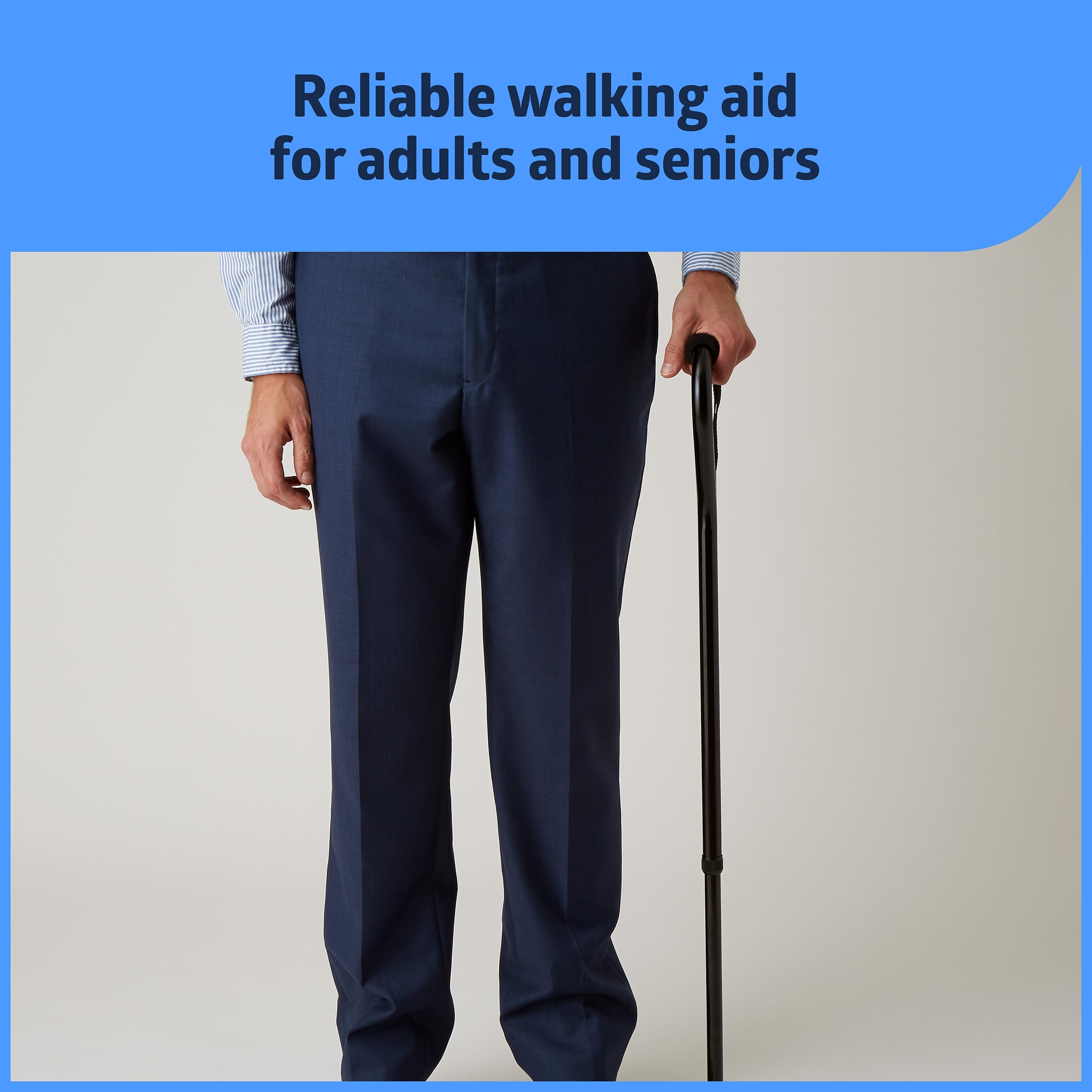 Medline Aluminum Offset Walking Cane for Seniors & Adults is Portable and Lightweight for Balance, Knee Injuries, Mobility & Leg Surgery Recovery