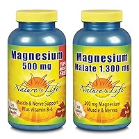 Nature’s Life Magnesium 500mg & Magnesium Malate | Mag Power Bundle | Heart, Muscle, Nerve & Energy Support | 275, 250ct