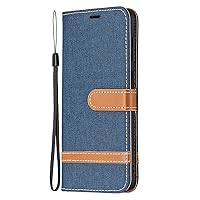 XYX Wallet Case for Samsung S22 5G, Denim PU Leather Case Flip Folio Cover with Kickstand for Galaxy S22 5G, Dark Blue
