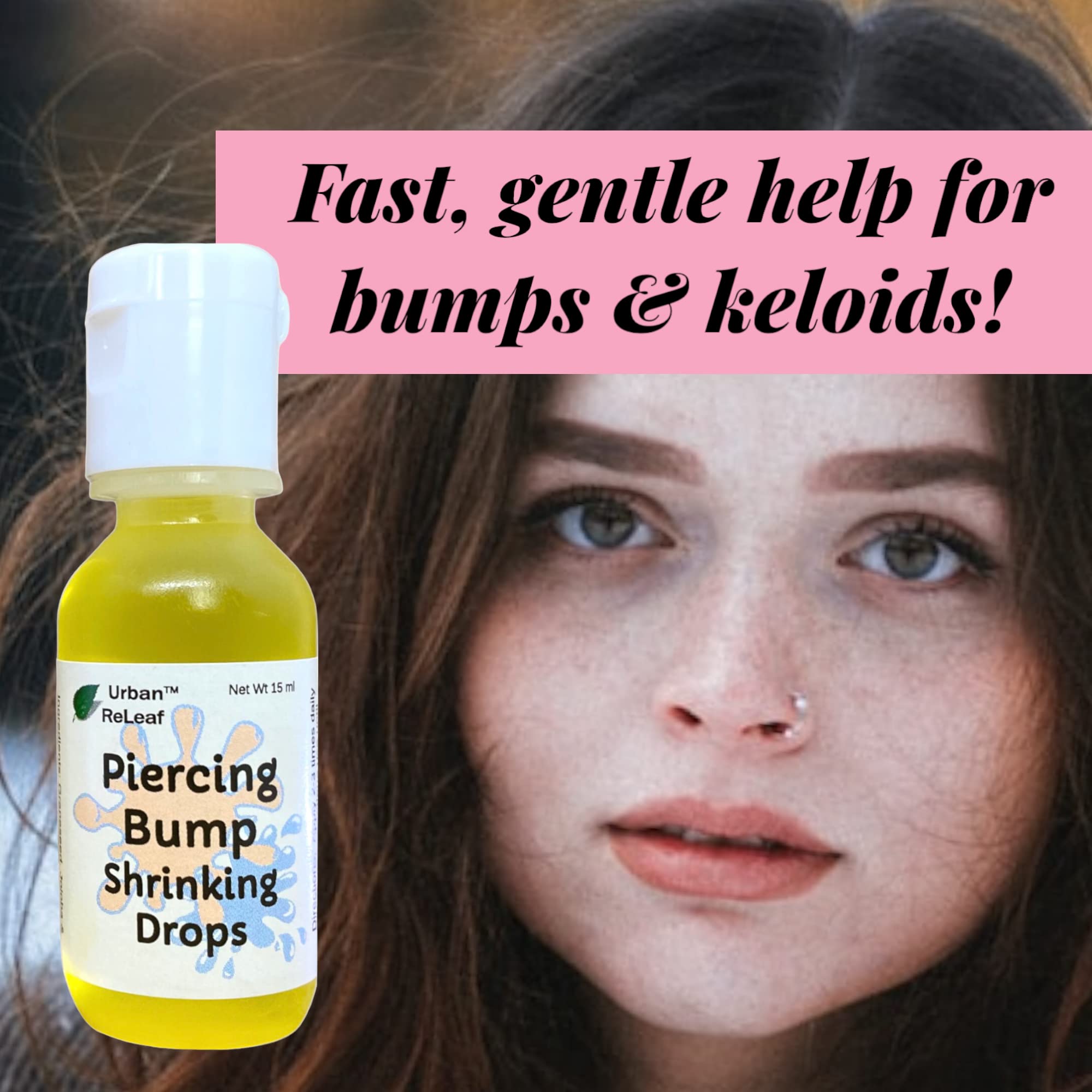 Urban ReLeaf Piercing Bump Shrinking Drops! Keloid Bumps Gentle Effective Aftercare Solution. Natural Essential Oils. Fast Removal Help for Scars Nodules Cartilage Nose Ear Spots. Clean Soothe