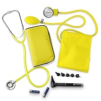 Nurse Essentials Kit with Travel Case - Includes Sphygmomanometer, Stethoscope, Mini Otoscope - Yellow