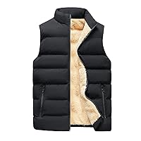 Vest Men,Unisex Winter Warm Outdoor Padded Puffer Vest Thick Sherpa Lined Sleeveless Jacket Outerware
