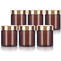 4 oz / 120 ml Amber Thick Glass Straight Sided Jar with Gold Metal Overshell Lid(6 pack)