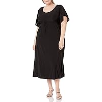 Star Vixen Women's Plus-Size Flutter-Sleeve Empire-Waist Dress