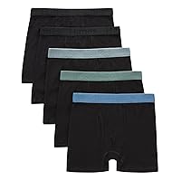 Hanes Boys Originals Supersoft Boxer Brief Underwear, Viscose From Bamboo Fabric, Black, 5-Pack