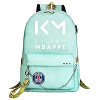 Youth Graphic Knapsack,Kylian Mbappe Soccer Stars Bagpack Casual Book Bag with USB Charging Port