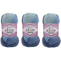 Alize Cotton Gold Batik Yarn 55% Cotton 45% Acrylic Lot of 3 Skein 300gr 1082yds Knitting Acrylic Cotton 2 Sport Yarn (3299)