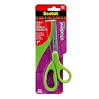 Scotch Brand 7-Inch Student Scissors, Blue, Green, or Purple, Colors May Vary (1407SG)