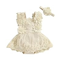 Kaipiclos Newborn Baby Girl Photoshoot Outfits Boho Lace Romper Floral Half First 1st Birthday Photography Outfit