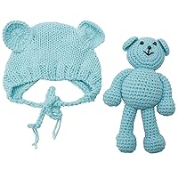 Newborn Baby Bear Hat Beanie with Bear Dolls Photography Accessories