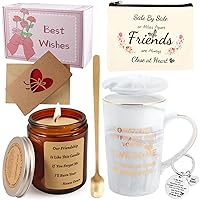 LDIWEE Best Friend Birthday Gift Set for Women, Inspirational Friendship Gift Box Grey Coffee Mug Cosmetic Bag Gift Basket, Personalized Gifts for Her Bestie Sister Girlfriend
