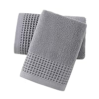 Grey Waffle & Terry Hand Towels for Bathroom Quick Drying Lint Free Thin, Classic Style Soft & Absorbent Bathroom Decorative Hand Towels 13X29 inch