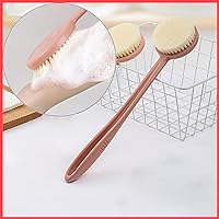 1 Pc Bath Brush Back Scrubber with Soft Bristles Long Handle Bathing, Spa Body Massage Pink