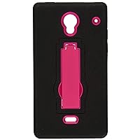 Eagle Cell Sharp Aquos Crystal Hybrid Skin Case with Stand - Retail Packaging - Black/Hot Pink