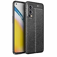Case Compatible with OnePlus Nord 2 in Deep Black - Protective TPU Silicone case with Noble Leatherette Application - Ultra Slim Back Cover Case