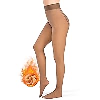 Fleece Lined Tights Women Sheer Fake Translucent Winter Thermal Pantyhose Opaque Warm Thick High Waist Leggings(XS-2XL)