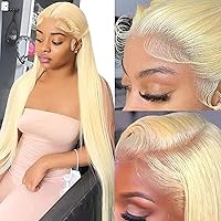34 Inch Long 613 Lace Front Wig Human Hair 13x6 Blonde Lace Front Wigs Human Hair Wigs For Women 150% Density 10A 613 Transparent Lace Straight HD Frontal Wig Pre Plucked With Baby Hair