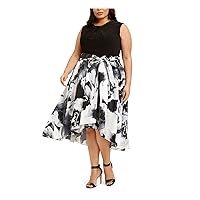 S.L. Fashions Women's Plus Size Tea Length Fit and Flare Dress-Closeout