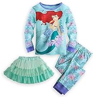 Disney Store Ariel Little Girl 3 PC Deluxe Long Sleeve Pajama Tutu Set (6)