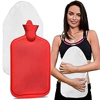 Rubber Hot Water Bottle with Cover, 3L Hot Water Bag for Pain Relief, Hot and Cold Compress, Menstrual Cramps Relief (White)