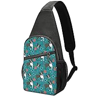 Boston Terrier French Bulldog8 Sling Daypack Casual Crossbody Backpack Chest Shoulder Bag For Travel And Hiking, White-style1, Sling bag