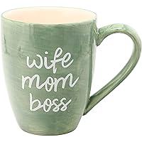 Mom Life Wife Mom Boss Green Large 20 oz Ceramic Coffee Mug Tea Cup, Green