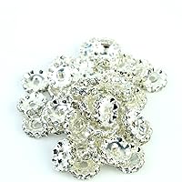 RUBYCA 100pcs 5mm Wavy Rondelle Spacer Beads Silver Tone White Clear Czech Crystal for Bracelet Necklace Jewelry Making
