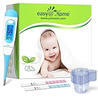 Easy@Home 25 Ovulation Tests &10 Pregnancy Tests & 35 Large Urine Cups + Digital Basal Thermometer with Blue Backlight LCD Display