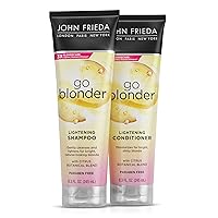 John Frieda Sheer Blonde Go Blonder Shampoo and Conditioner Set for Blonde Hair, Lightening Shampoo and Conditioner with Citrus and Chamomile, featuring our BlondMend Technology, 8.3 oz (2 Pack)