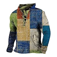 Men Loose Long Sleeve Pullover Tops Print Fashion Oversized Sweaterwear Casual Padded Fall Hoodies Sweatshirt
