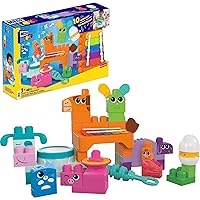 MEGA BLOKS Fisher-Price Sensory Building Toys Playset, Musical Farm Band with 45 Toddler Blocks and 6 Music Sheets, Kids Age 1+ Years