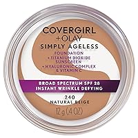 & Olay Simply Ageless Instant Wrinkle-Defying Foundation, Natural Beige 0.4 Fl Oz (Pack of 1)