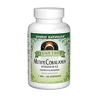 Source Naturals Vegan Methyl Cobalamin, Vitamin B-12 Cherry Flavored Dietary Supplement, 1 Mg - 60 Lozenges