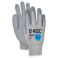 MAGID Dry Grip Level A2 Cut Resistant Work Gloves, 12 PR, Silicone Free, Polyurethane Coated, Size 12/XXXL, Reusable, 15-Gauge Hyperson Shell (GPD282)
