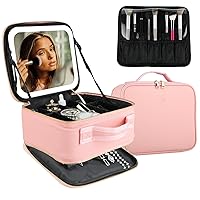 Makeup Bag with LED Mirror & Jewelry Holder| Travel Makeup Case with Lighted Mirror, Travel Makeup Bag with LED Mirror| Makeup Bag with Mirror, Makeup Organizer with Mirror Makeup Box
