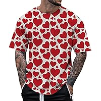 Men Heart Valentines Day Shirt Graphic Novelty Love Heart T-Shirt Summer Casual Gifts for her or for him T-Shirt