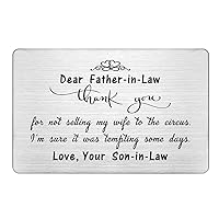 Father-in-Law Wedding Gift from Son-In-Law, Funny Engraved Wallet Card for Bride's Father, Father In Law Wedding Day Keepsake from Groom