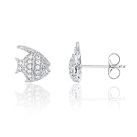 925 Sterling Silver Micro Pave Cubic Zirconia Hypoallergenic Stud Earrings For Women