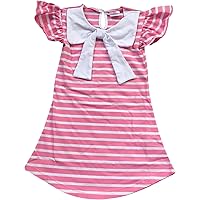 Little Toddler Girl Kids Stripe Bow Summer Birthday Flower Girls Dress 2T-8