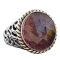 Real Genuine Sapphire Gemstone Ring, 925 Sterling Silver Ring, Men Ring