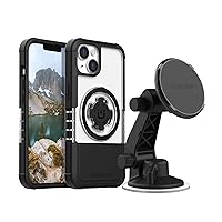 Rokform - iPhone 14 Dual Magnet & MagSafe Compatible Crystal Case + Magnetic Windshield Suction Phone Mount
