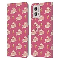 Head Case Designs Bunny Cutie Animal Patterns Leather Book Wallet Case Cover Compatible with Motorola Moto G53 5G