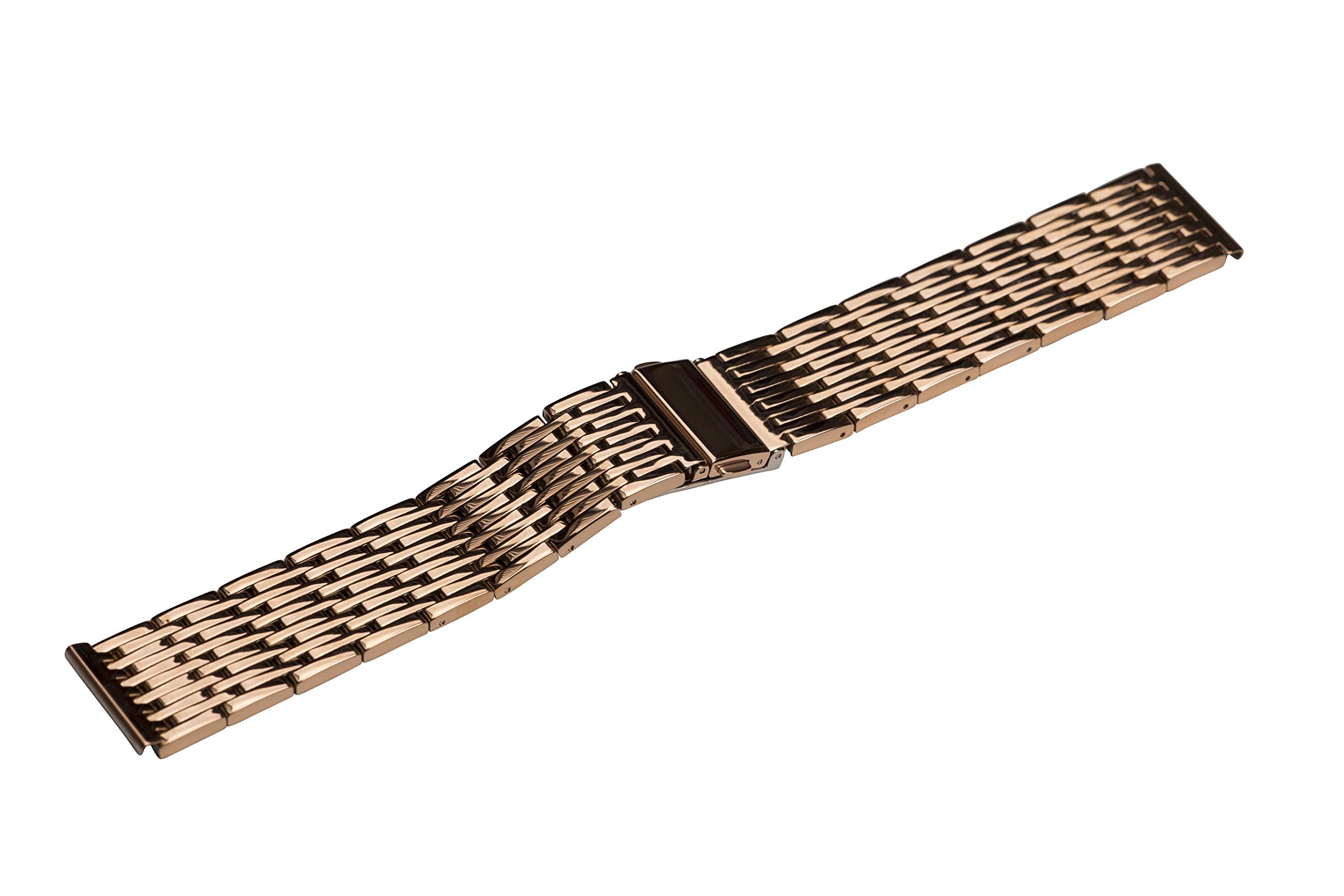 Hadley Roma MB9274R 22mm Mens Watchband Rose Gold Tone Wide Link
