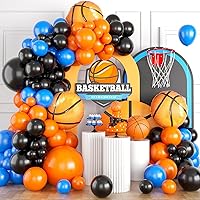 Basketball Balloon Arch Garland Kit,Orange Black Blue Balloon Garland with Basketball Foil Balloon for Men Teen Kids Birthday Graduation Party Decorations,Basketball Sports Theme Party Decor Supplies