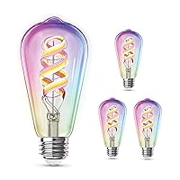 Smart Edison WiFi Bulbs, RGBW Multicolor, 2.4GHz No Hub Required, App Control, Dimmable, ST21 LED Filament Smart Bulb, 4 Pack, ST2160/RGBW/FIL/AG/4