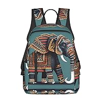 aztec elephant pattern print Lightweight Laptop Backpack Travel Daypack Bookbag for Women Men for Travel Work