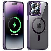 MANLENO Magnetic for iPhone 14 Pro Max Case Clear [MagSafe Compatible] with Intergrated Camera Protection [Mil-Grade Drop Proof] Non-Yellowing Slim Protective Case (Deep Purple)