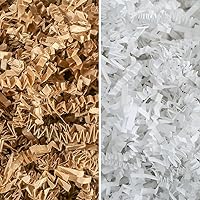 MagicWater Supply - Kraft & White (1 LB per color) - Crinkle Cut Paper Shred Filler great for Gift Wrapping, Basket Filling, Birthdays, Weddings, Anniversaries, Valentines Day