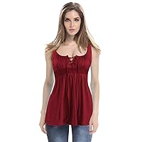 MOONCOLOUR Women's Sleeveless Lace Up Casual Tank Tops Tunic Solid Blouse